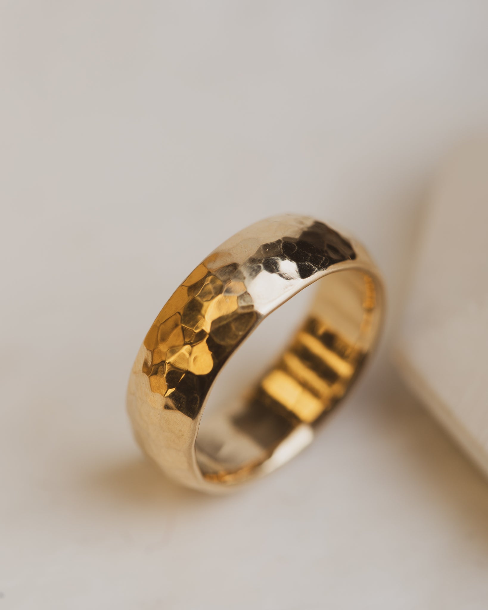 Men's Hammered 14K Yellow Gold Band