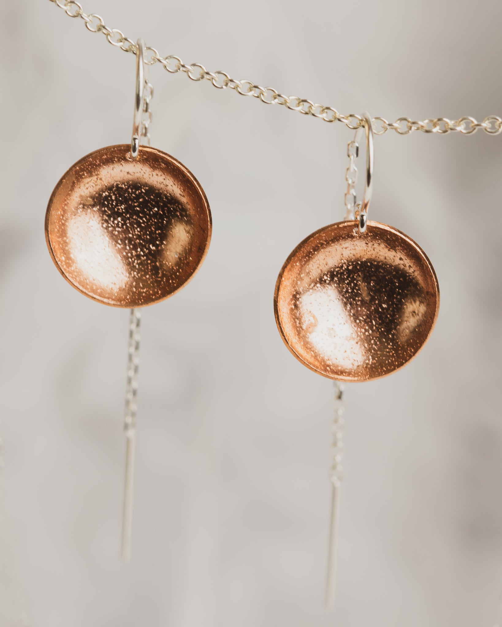 Copper Dome with Silver Threader Earrings
