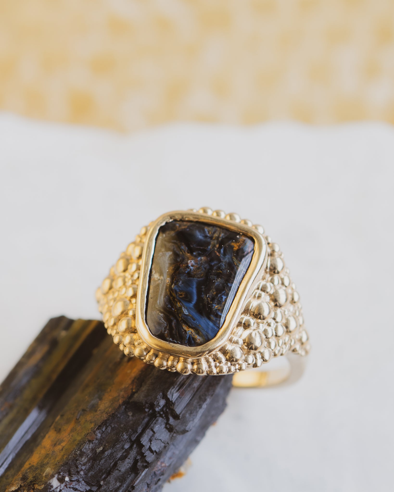Night Cluster Gold Signet Ring