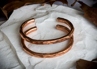 Hammered copper hand forged cuff