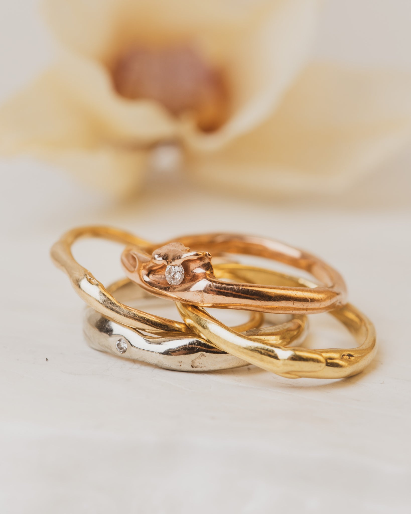 14K Rose Gold and Diamond River Ring